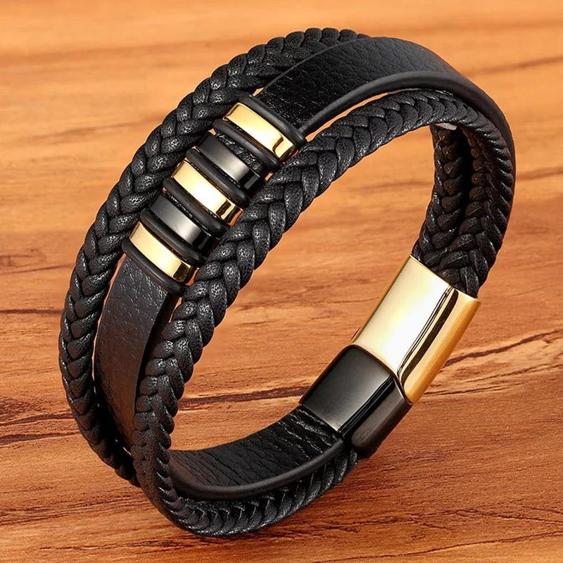 Men's Stainless Steel and Leather Bracelets - The BIG Boy Shop