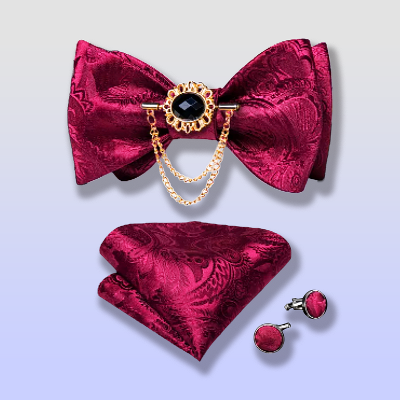 Silk bow-tie and cuff link set